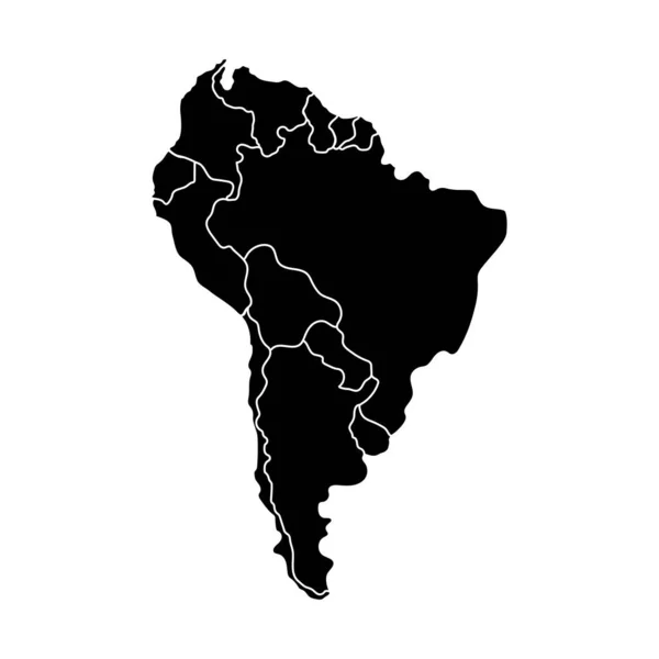 Amerika Mapa Jižní Izolované Ikony — Stockový vektor