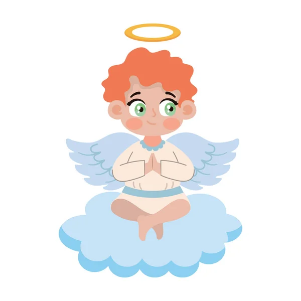 Malá Ikona Anděl Modlit Izolované — Stockový vektor