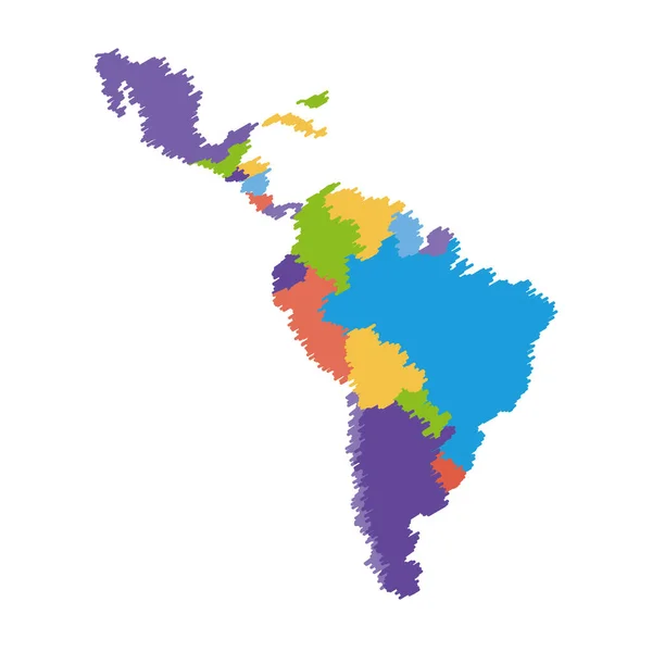 América Mapa Grunge Color Aislado Icono — Archivo Imágenes Vectoriales