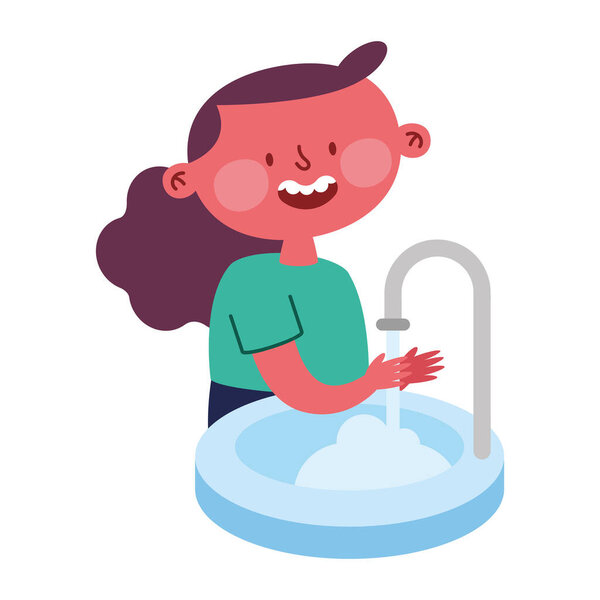 ребенок мыть руки милый вектор изолирован