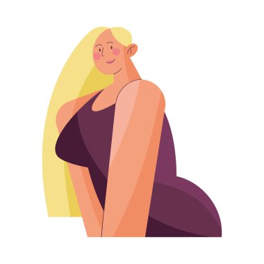 Genç kadın uzun saçlı sarışın vektör izole edildi.