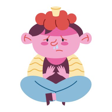 Grip illüstrasyon vektörü olan hasta çocuk izole edildi