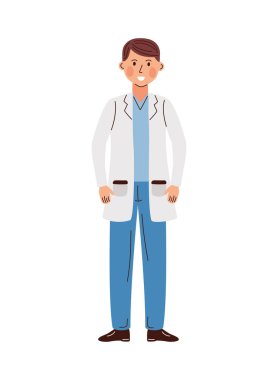 Mutlu doktor illüstrasyon vektörü izole