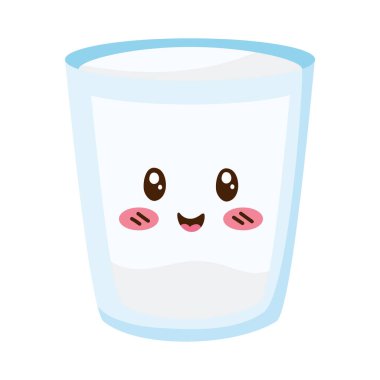 sütlü cam kawaii vektörü izole edildi