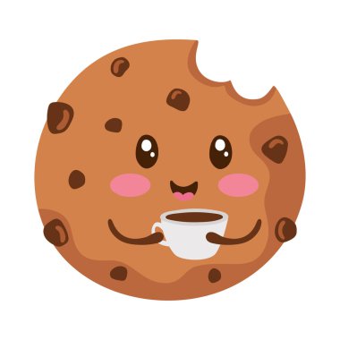 Cookie kawaii yemek tasarımı vektörü izole edildi