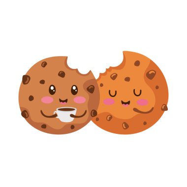 Kurabiye kawaii yemek vektörü izole edildi