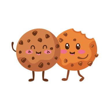 Kurabiye kawaii yemek illüstrasyon vektörü izole