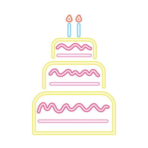 Cumpleaños Partido Neón Pastel Diseño Vector Aislado — Vector de stock