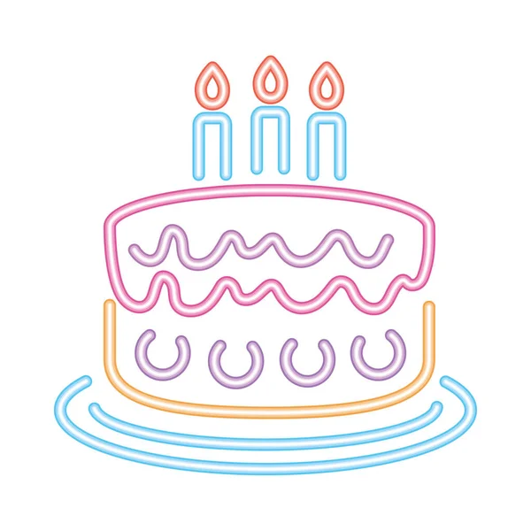 Partido Pastel Cumpleaños Neón Diseño Vector Aislado — Vector de stock