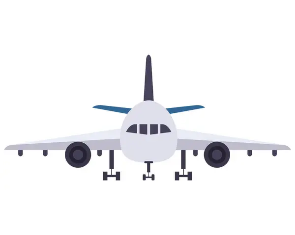 Airplane Flying Travel Front View Isolated Icon — Stock Vector