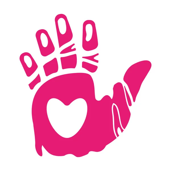 Handprint Paint Color Pink Isolated Icon — Stock Vector
