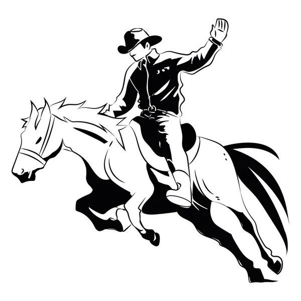 Cowboy Hand Draw Rodeo Isolated Icon — Stock Vector
