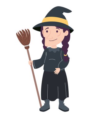 Cadılar Bayramı karakter cadı illüstrasyonu izole