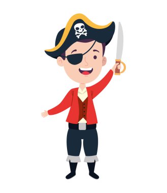 Cadılar bayramı gizlenmiş korsan illüstrasyonu izole edildi