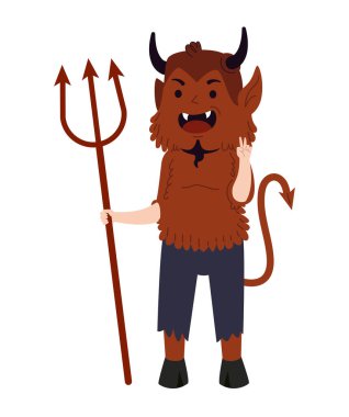 Cadılar Bayramı karakter şeytan çizimi izole