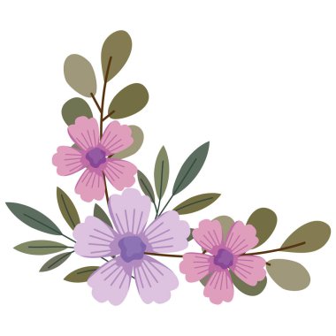 Köşe çerçeve çiçekleri doğa çizimi izole