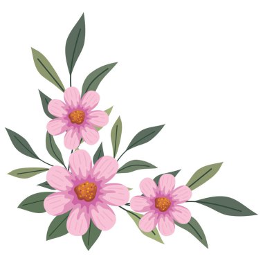 Köşedeki çerçeve çiçek süslemesi izole edilmiş