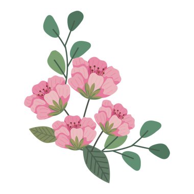 köşe çerçeve çiçekleri ve yaprak resimleme izole