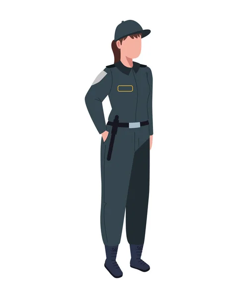 Polizia Standing Personaggio Illustrazione Isolato — Vettoriale Stock