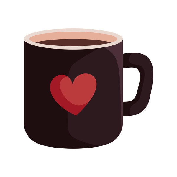 coffee cup with a heart illustration isolated