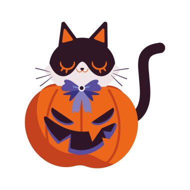 Cadılar bayramı evcil hayvanı sevimli balkabağı çizimi izole edilmiş.