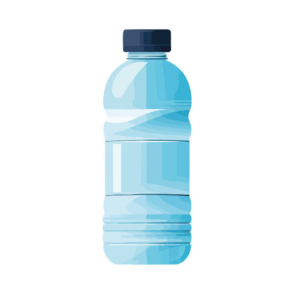 Purified water in plastic bottle over white