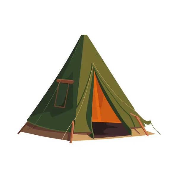 白の上の緑のキャンプのテントの設計 — ストックベクタ