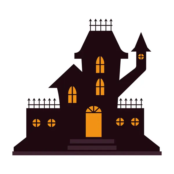 Halloween Castillo Silueta Mágica Ilustración Aislada — Archivo Imágenes Vectoriales