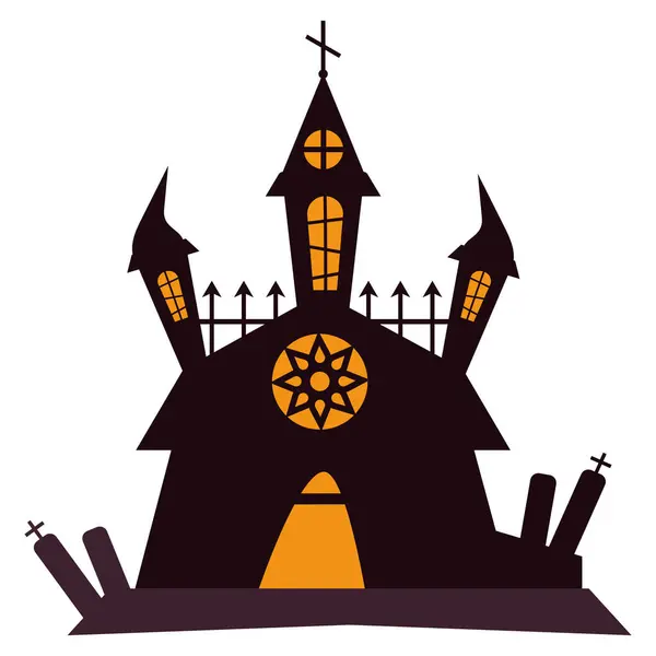 Castel Halloween Silueta Antică Ilustrare Izolată — Vector de stoc