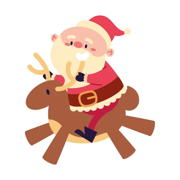 Santa Claus Cabalgando Venado Vector Aislado — Vector de stock