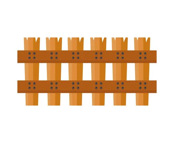 Garden Wooden Fence Rustic Icon Isolated — Stock Vector