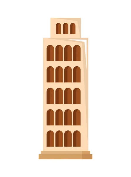 Pisa Kulesi Izole Ikon Vektörü — Stok Vektör