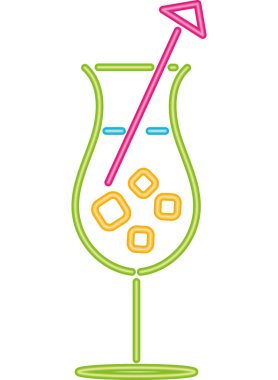 Şemsiye vektörü izole edilmiş neon kokteyli