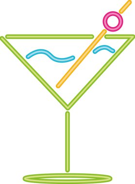 neon kokteyli parlak vektörü izole edildi