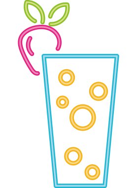 Çilek vektörlü neon kokteyl izole edildi