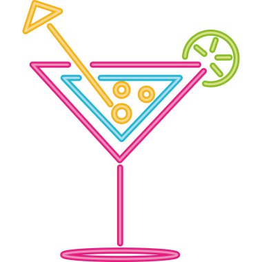 Şemsiye vektörü izole edilmiş neon kokteyli.