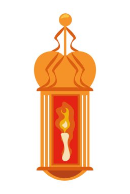 Altın lamba ramazanı ve izole edilmiş mum vektörü