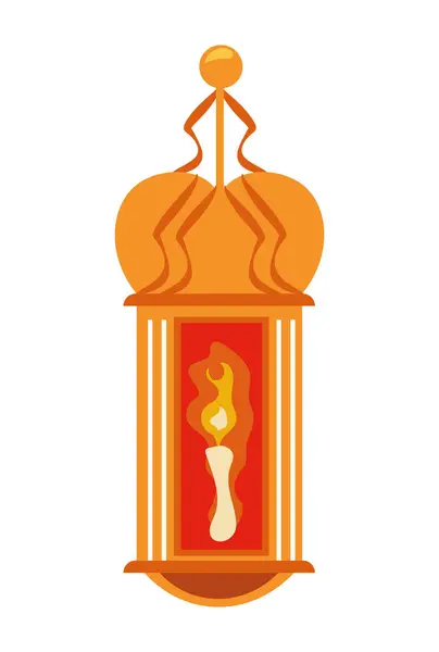 Golden Lamp Ramadan Candle Vector Isolated — Stock Vector