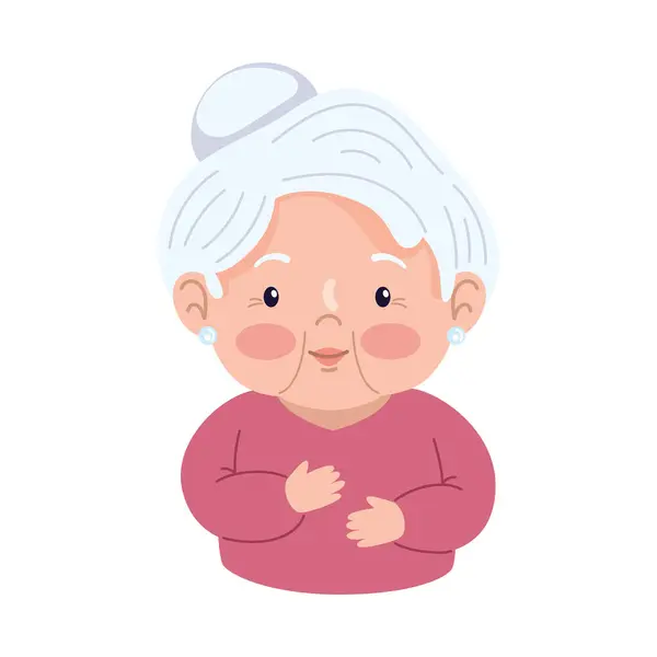 Abuela Feliz Dibujos Animados Ilustración Aislado — Vector de stock