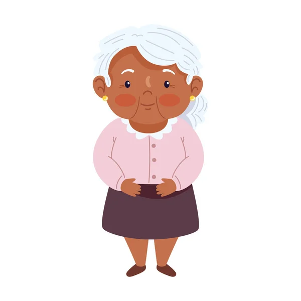Babička Šťastný Charakter Ilustrace Izolované — Stockový vektor