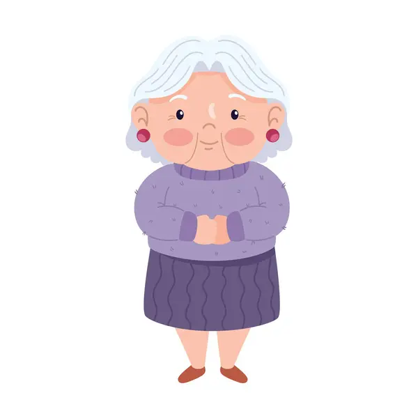 Бабушка Счастливая Иллюстрация Изолированный Дизайн — стоковый вектор
