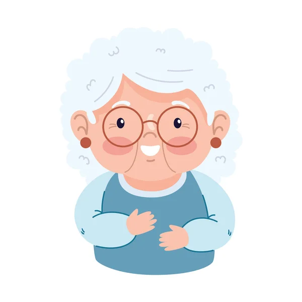 Grandma Happy Eyeglasses Illustration Isolated — Stock Vector