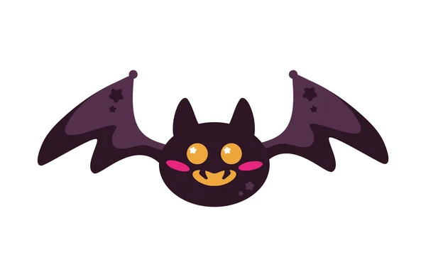 Halloween Kawaii Bat Illustration Isoliert — Stockvektor