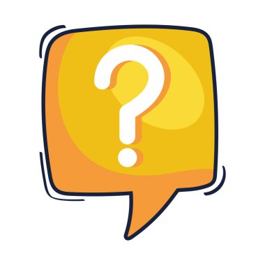 Sorgulama işareti olan konuşma balonu izole edilmiş simge sor