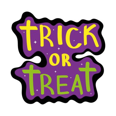 Cadılar Bayramı harfleri şaka mı şeker mi illüstrasyonu izole