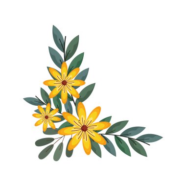 Köşedeki çerçeve çiçek süslemesi izole edilmiş