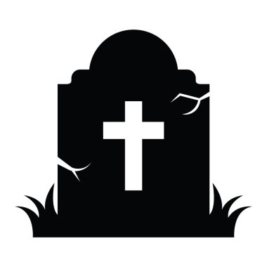 Cadılar bayramı silueti mezar taşı çizimi izole edildi