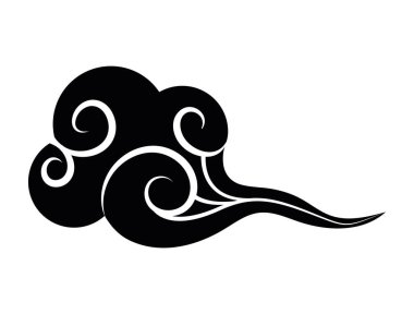 Çin bulut silueti stili çizimler izole edildi