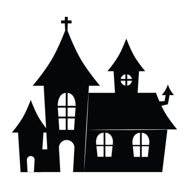 Cadılar Bayramı silueti kale çizimi izole