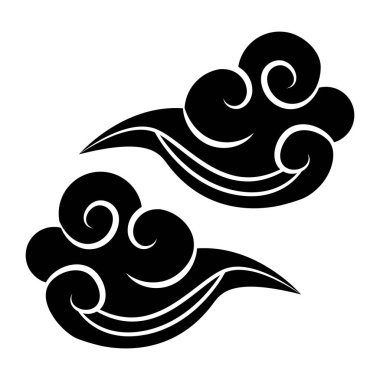 Çin bulut silueti gökyüzü çizimi izole